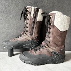 Merrell Aurora Tall Ice+ Brown Leather Winter Boots Waterproof - Women's Size 9